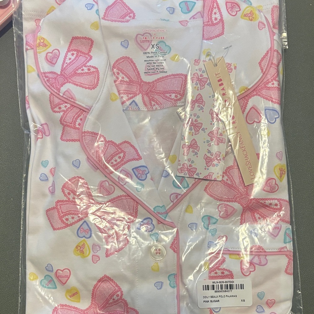 LoveShackFancy Pink and White Pajama Set/ roller rabbit collab. Valentine’s